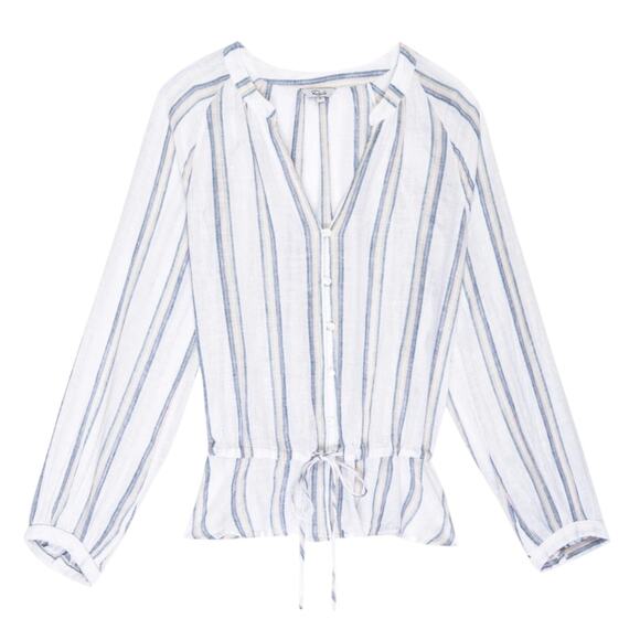 Rails Marti Cayman Striped Linen Blue White Blouse Size S - Picture 2 of 13